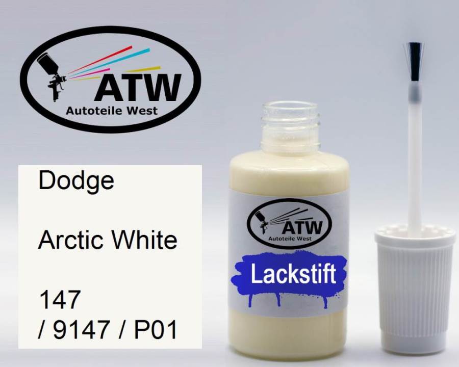 Dodge, Arctic White, 147 / 9147 / P01: 20ml Lackstift, von ATW Autoteile West.
